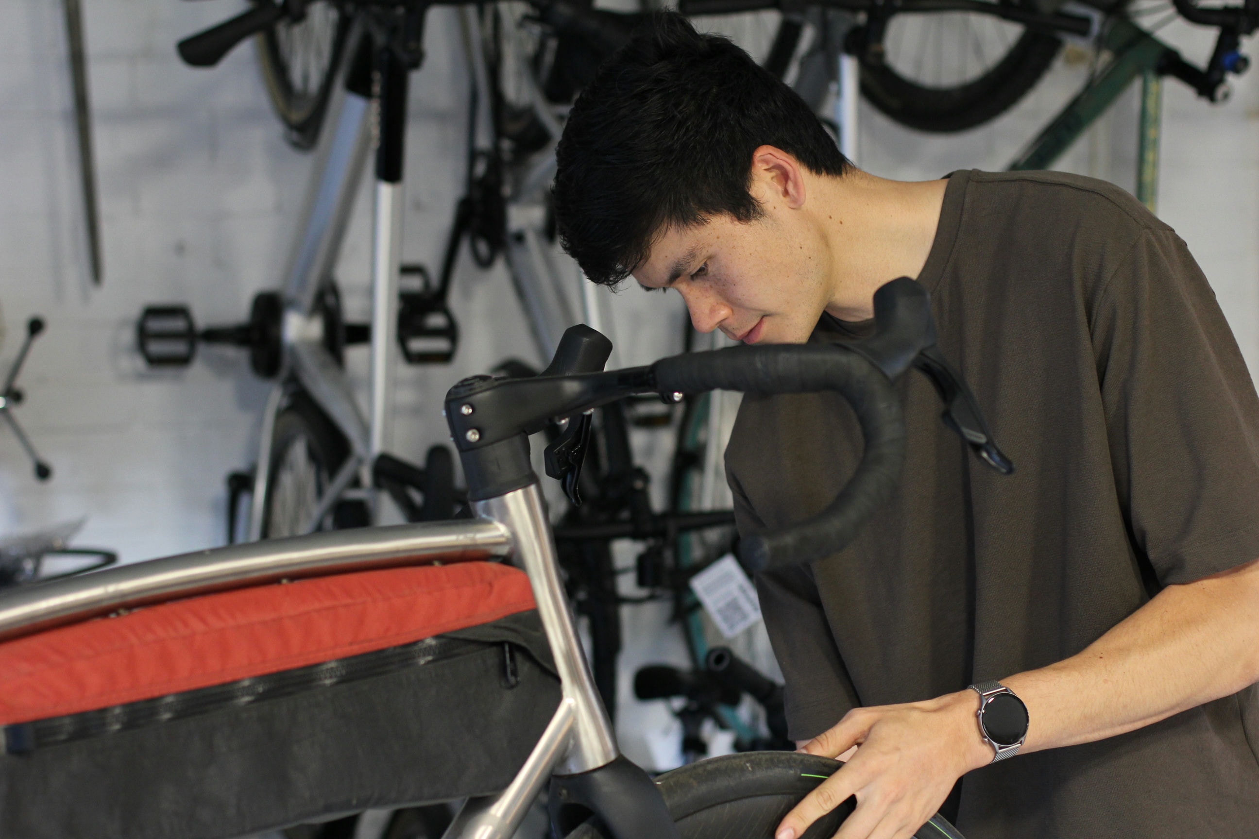 Will fitting a front wheel in the workshop