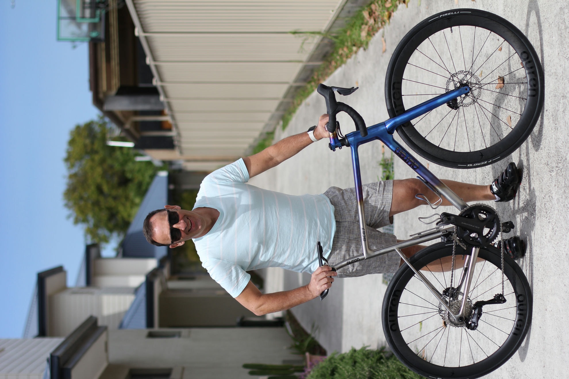 Glenn with his finished Auren titanium road bike