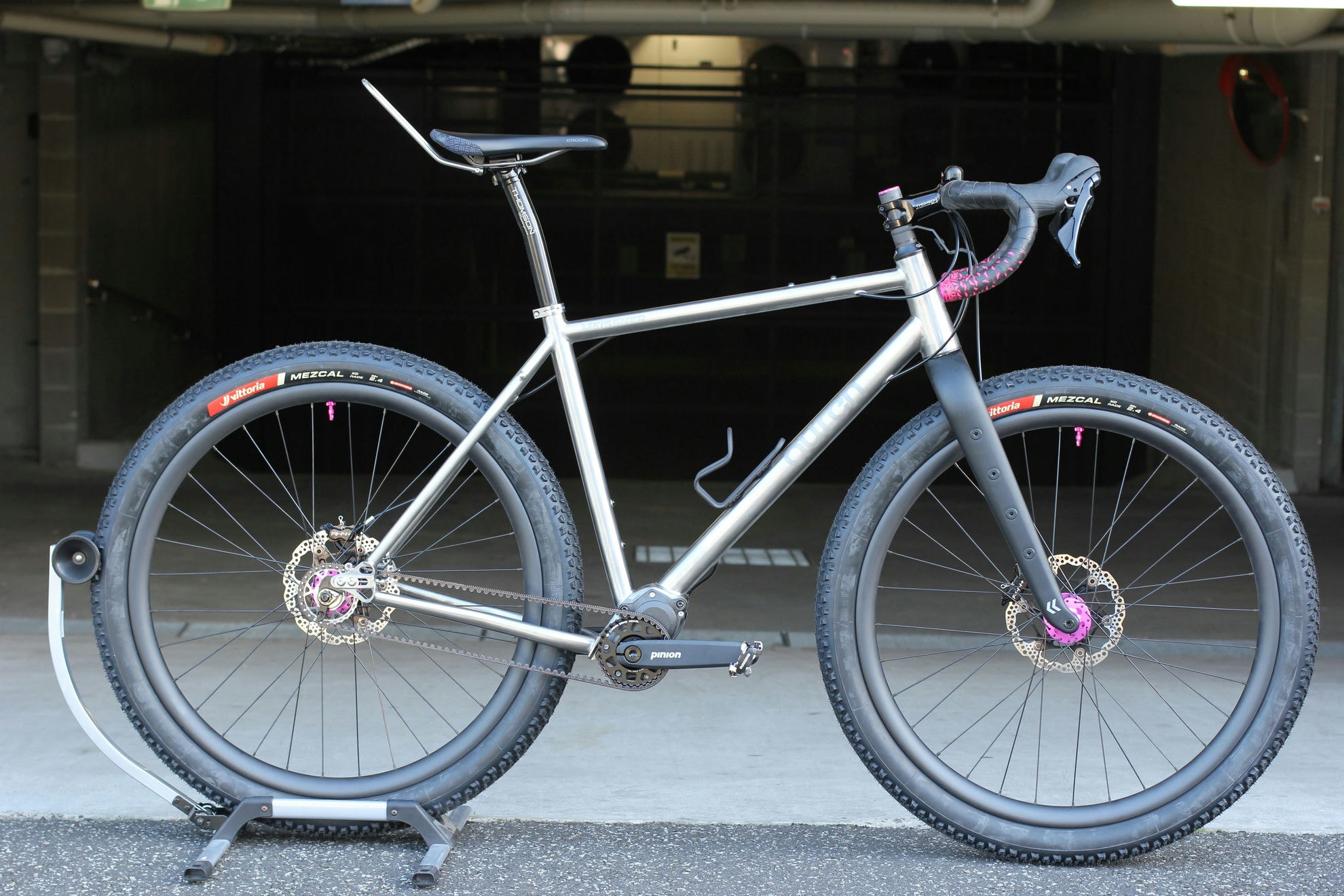 Auren custom titanium Pinion adventure bike with drop bar