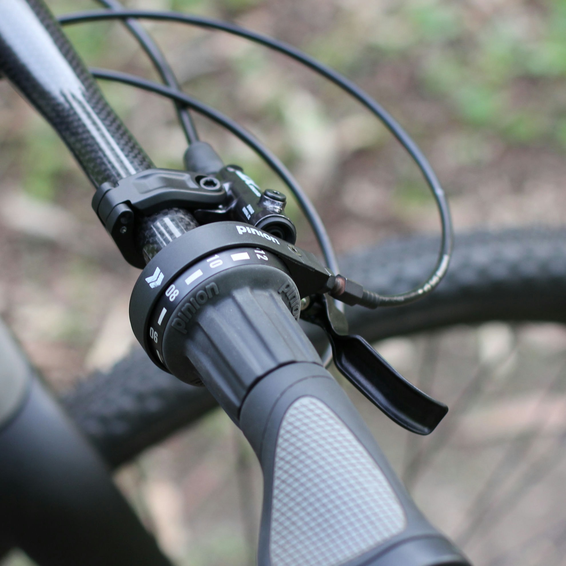 Pinion twist shifter on a flat handlebar